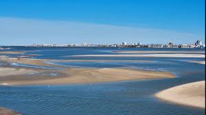 Bay side sandbars Assateague Island Maryland shallow water