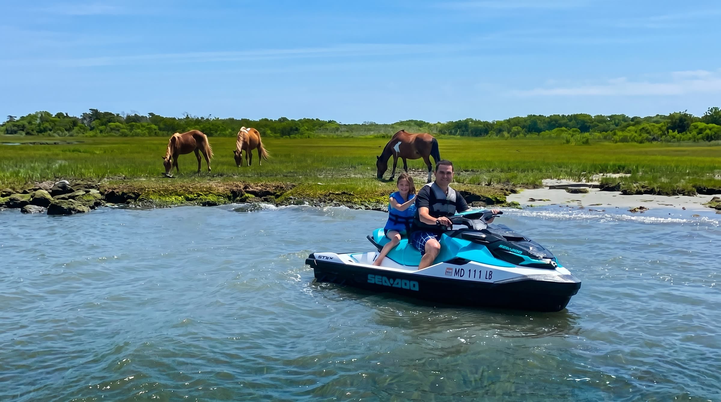 Jet ski riders on the 6 Mile Ride near Assateague Island Ocean City MD