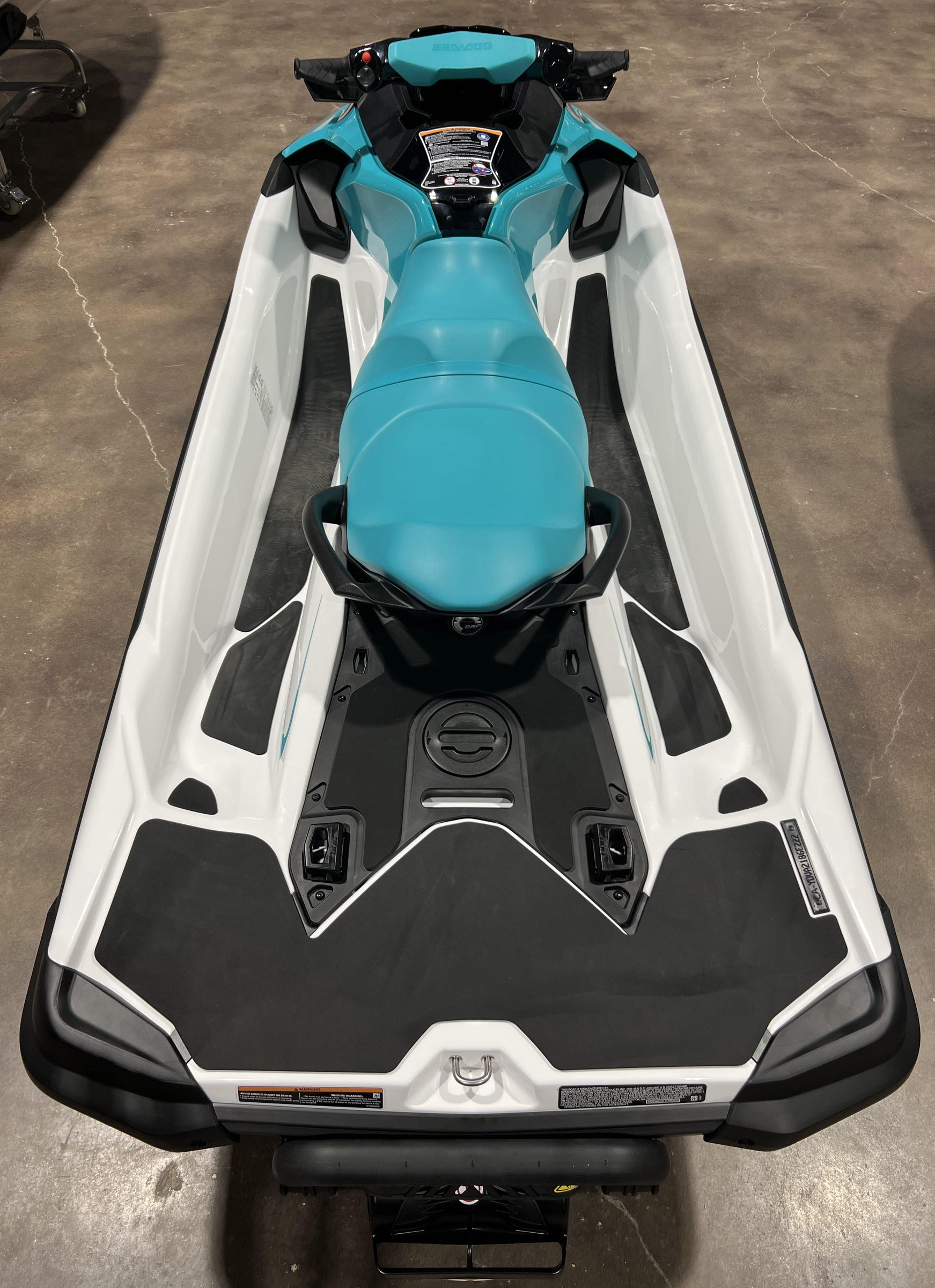 Sea-Doo GTX Pro 130 rental fleet ski, top view with teal seat
