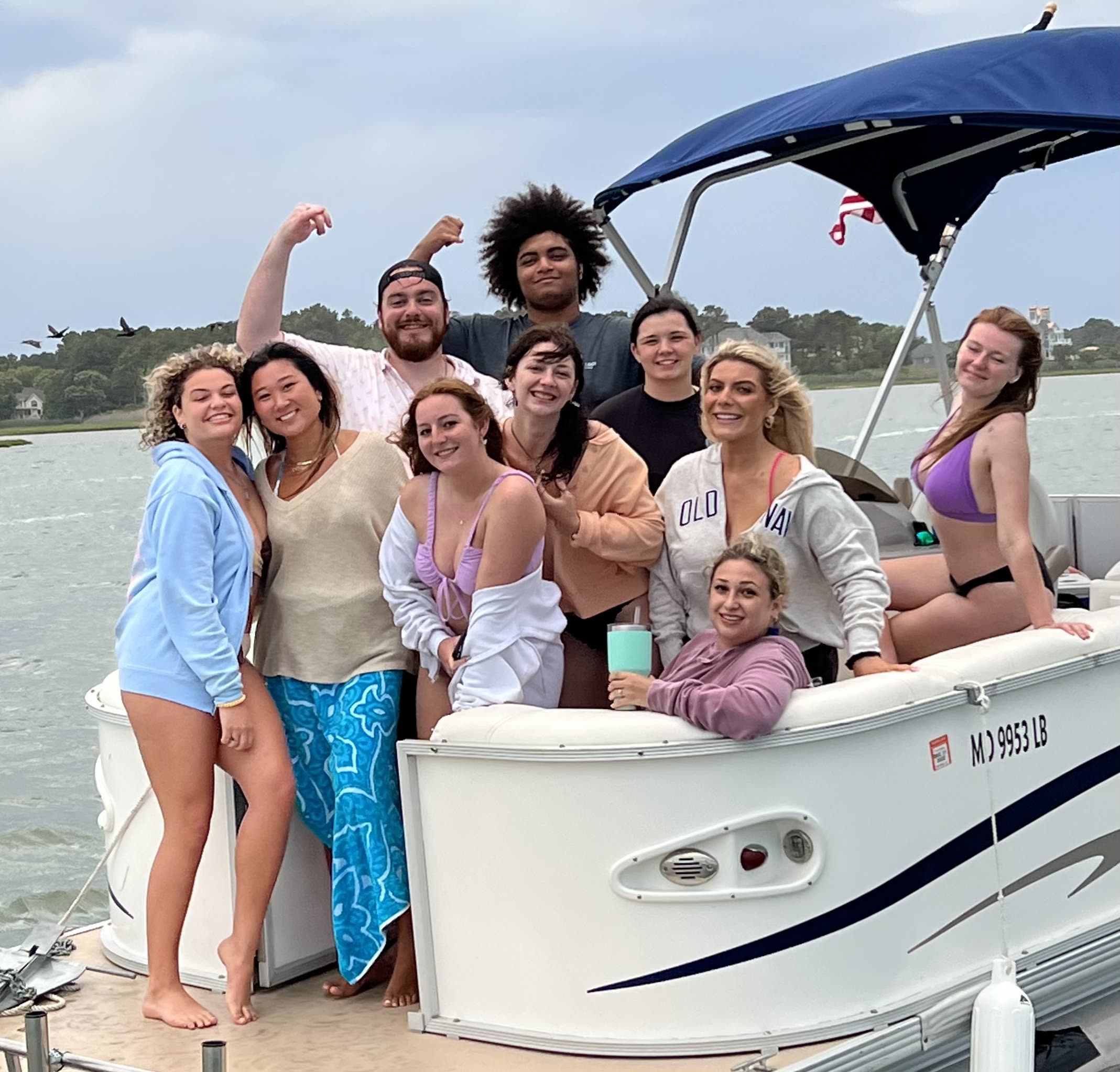 Corporate group event on a pontoon boat rental in Ocean City MD