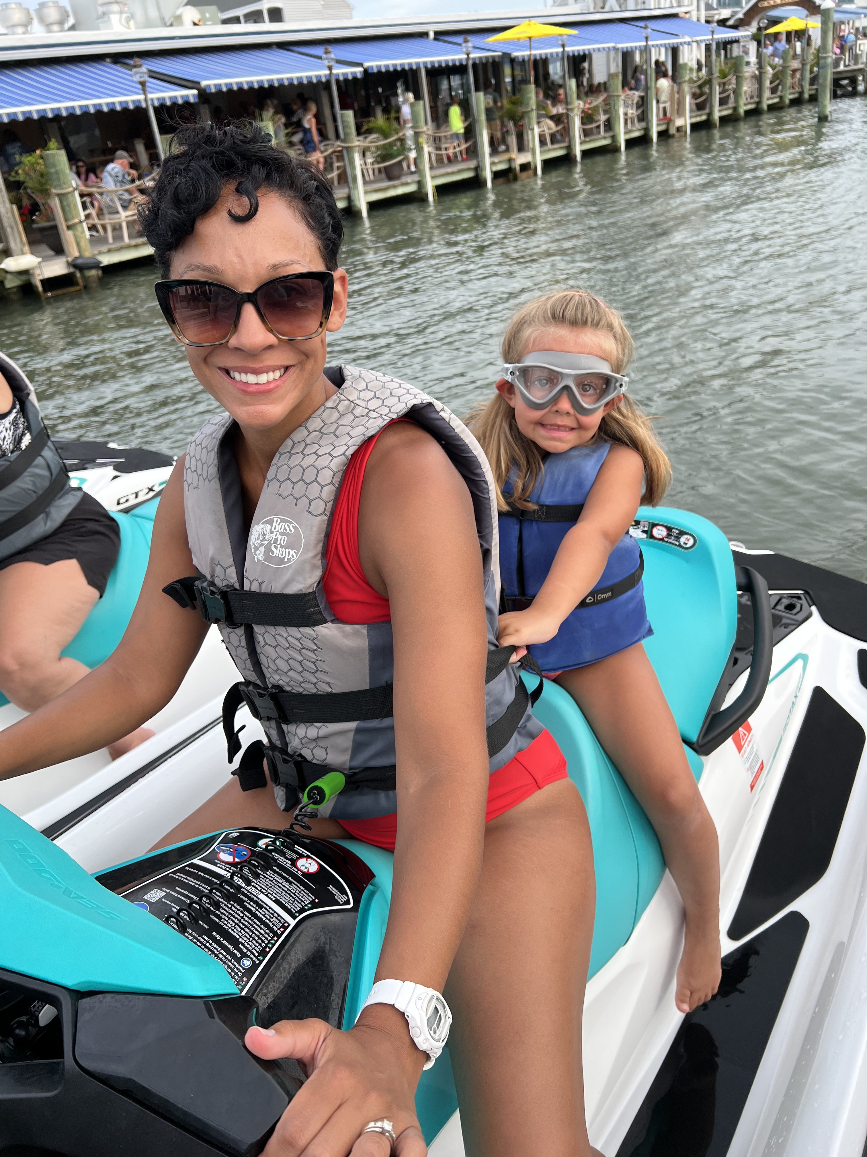 Wild horses on Assateague Island seen from the water